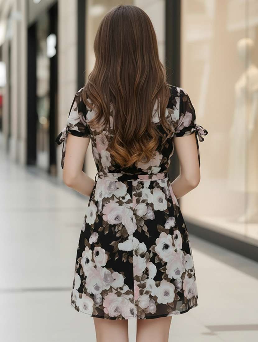 women printed round neck a-line dress - 22527967 -  Standard Image - 4