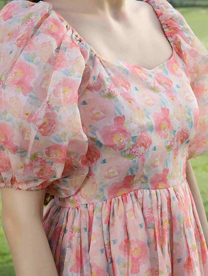 women printed sweetheart neck fit and flare dress - 22527968 -  Standard Image - 1