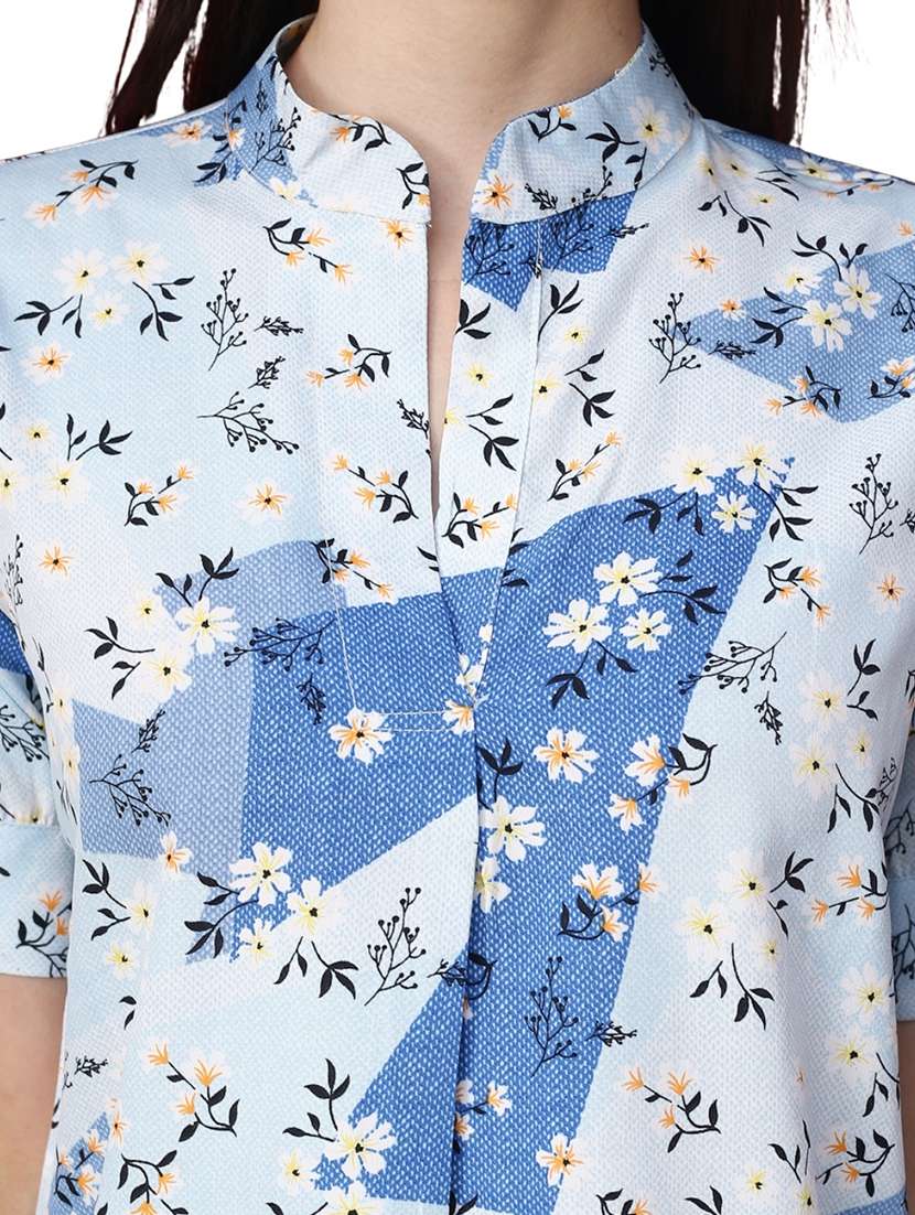 women printed mandarin neck regular top - 22527994 -  Standard Image - 1