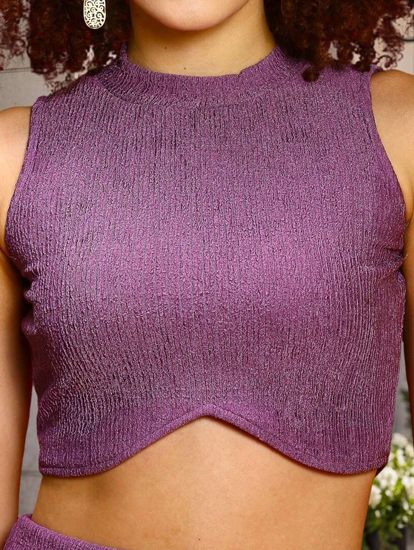 women self design sleeveless crop top - 22527997 -  Standard Image - 1