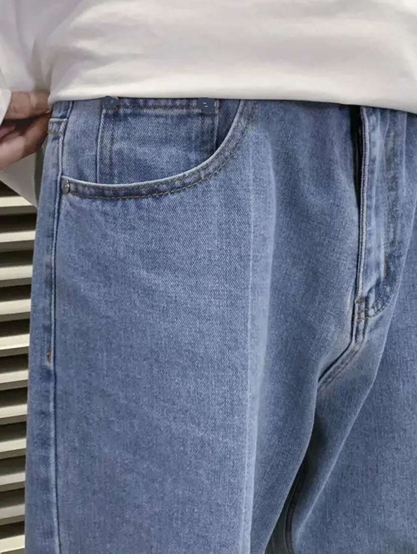 men plain mid rise full length relaxed fit jeans - 22528009 -  Standard Image - 1