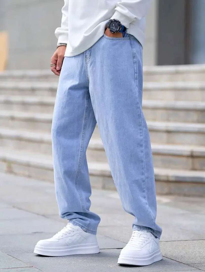 men plain mid rise full length relaxed fit jeans - 22528023 -  Standard Image - 4