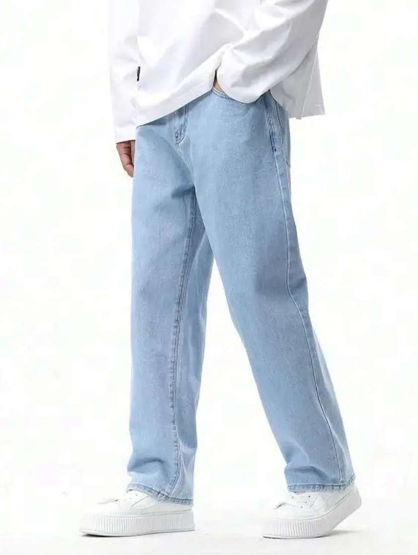 men plain mid rise full length baggy jeans - 22528031 -  Standard Image - 1