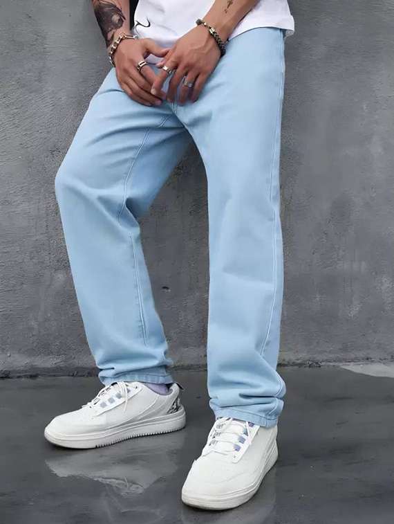 men plain mid rise full length relaxed fit jeans - 22528084 -  Standard Image - 1