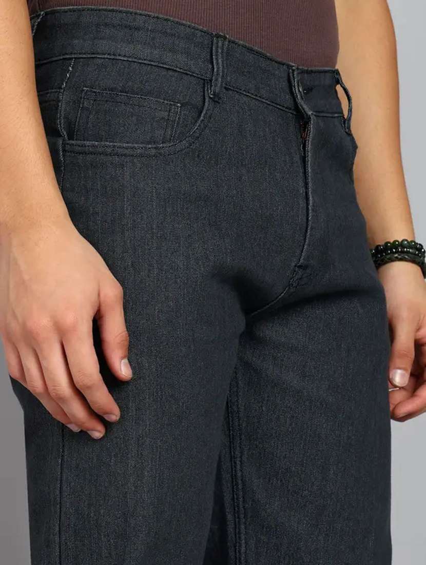 men plain mid rise full length straight jeans - 22528090 -  Standard Image - 1