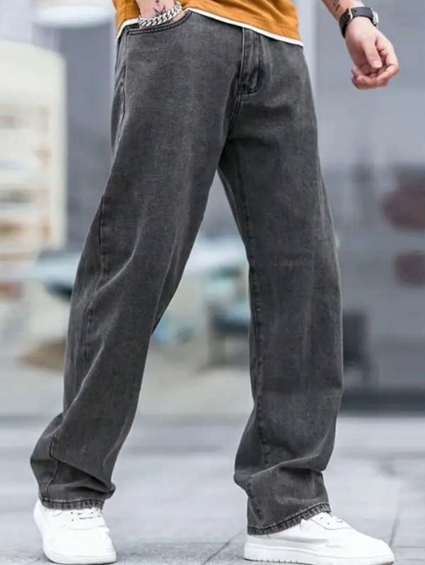 Men Plain Mid Rise Full Length Relaxed Fit Jeans - 22528099 -  Standard Image - 1