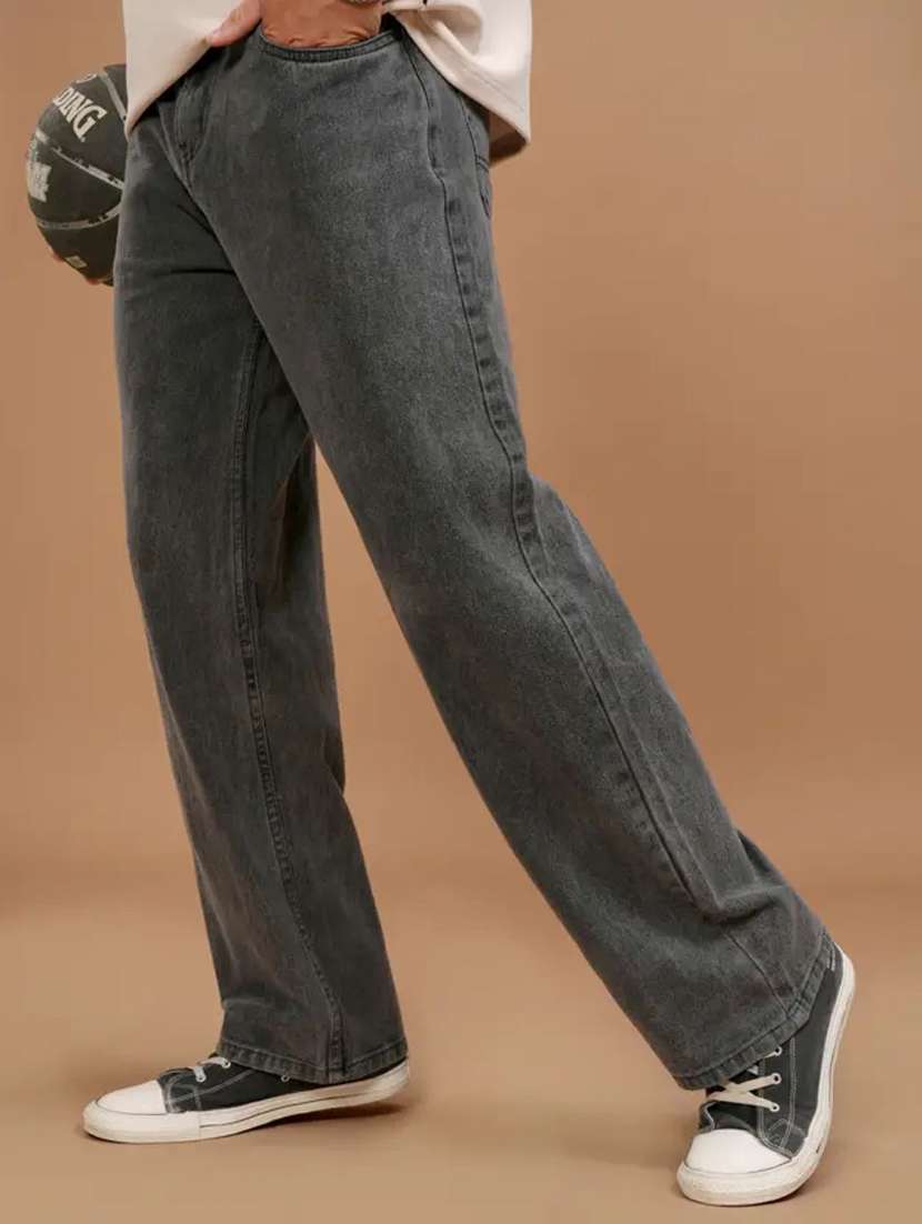 men washed mid rise full length straight jeans - 22528110 -  Standard Image - 1