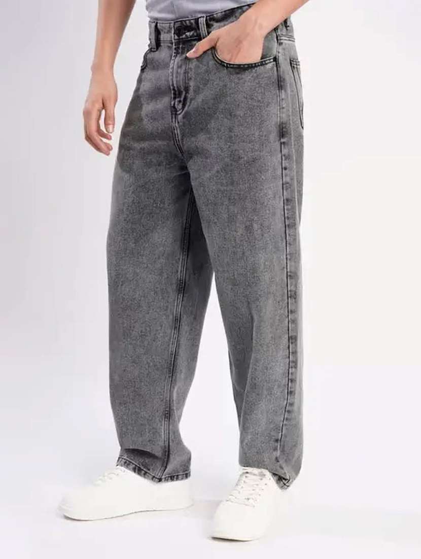 men washed mid rise full length baggy jeans - 22528111 -  Standard Image - 1