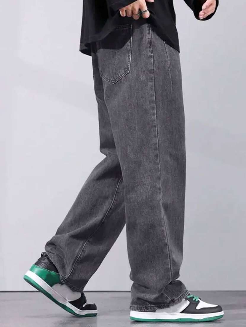 men washed mid rise full length baggy jeans - 22528124 -  Standard Image - 1