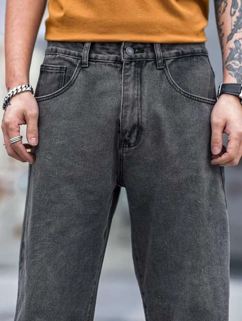 men plain mid rise full length baggy jeans - 22528126 -  Standard Image - 1