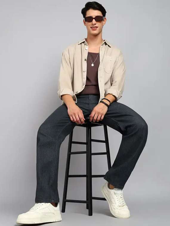 men plain mid rise full length straight jeans - 22528142 -  Standard Image - 4