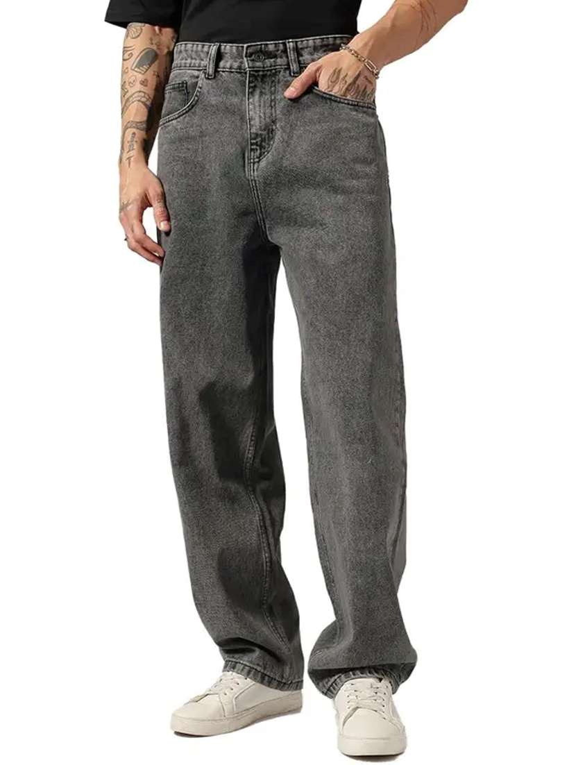 men plain mid rise full length baggy jeans - 22528180 -  Standard Image - 1
