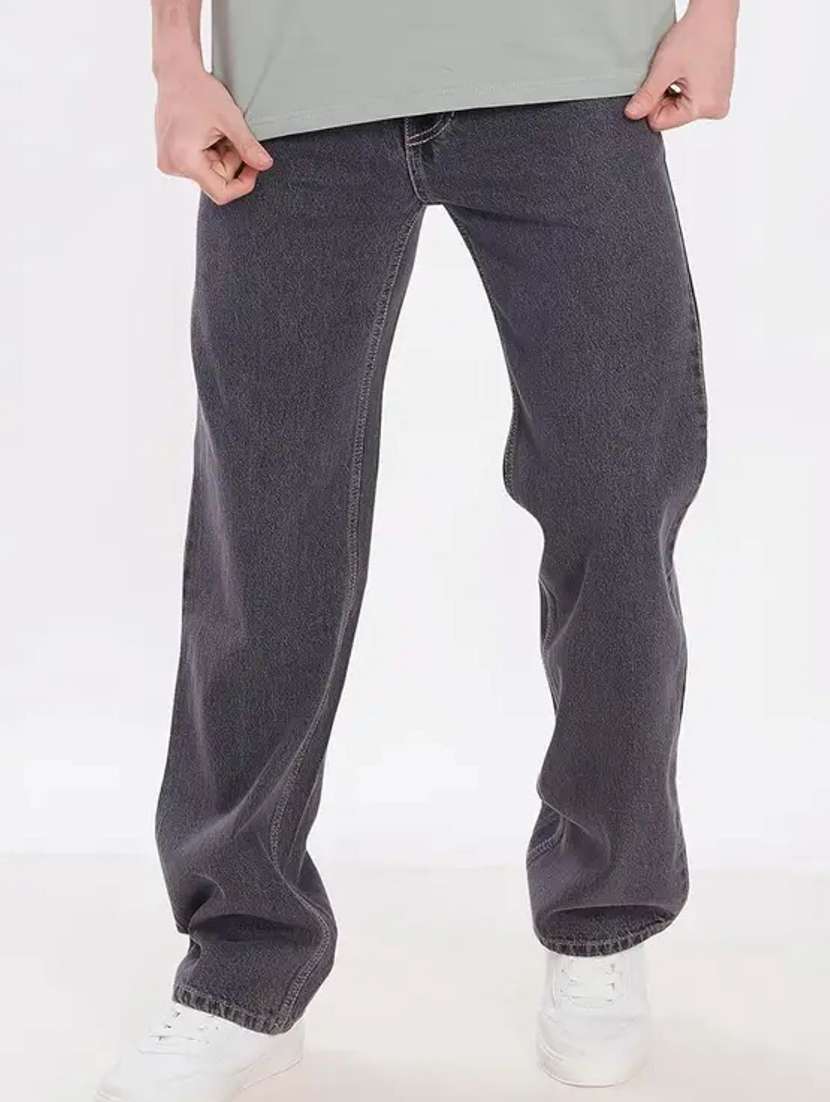men plain mid rise full length relaxed fit jeans