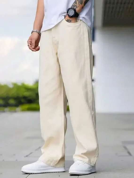 men plain mid rise full length baggy jeans - 22528221 -  Standard Image - 1