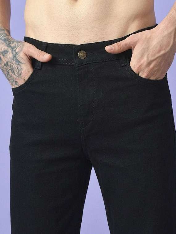 men plain mid rise full length straight jeans - 22528265 -  Standard Image - 1