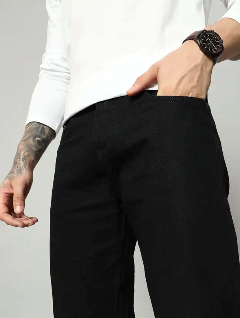 men plain mid rise full length relaxed fit jeans - 22528266 -  Standard Image - 1