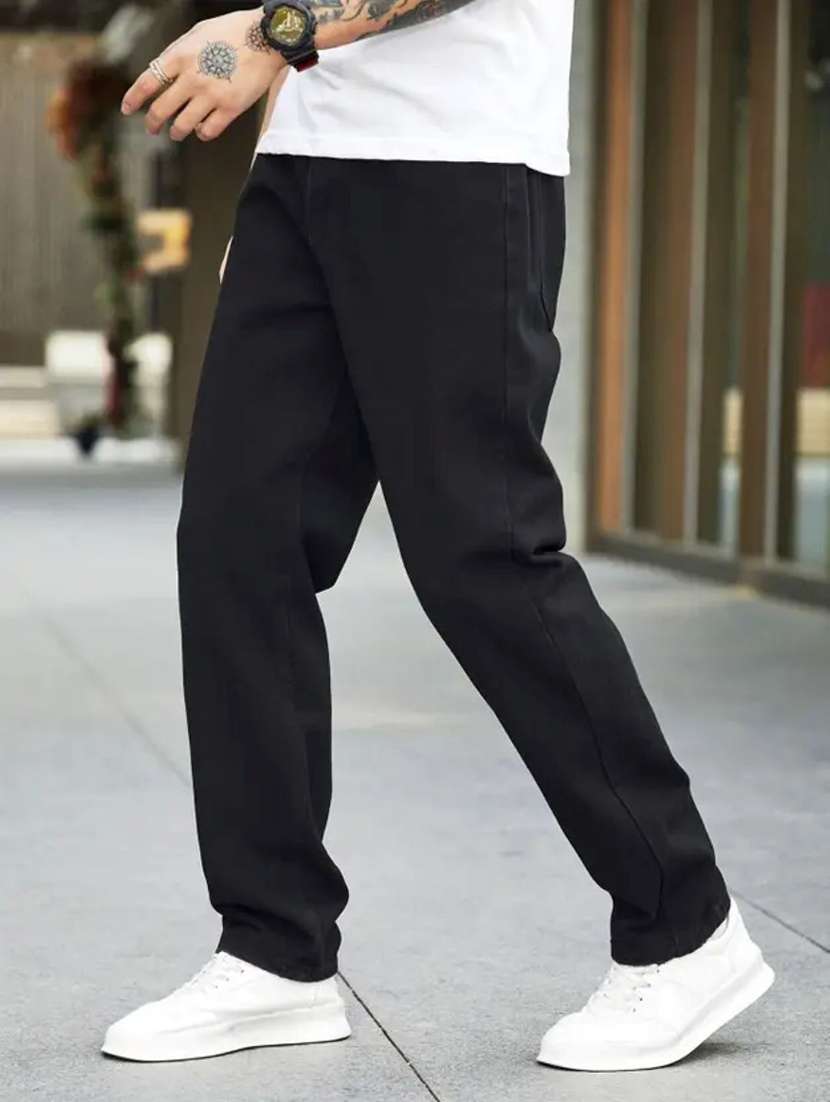 men plain mid rise full length relaxed fit jeans - 22528285 -  Standard Image - 1