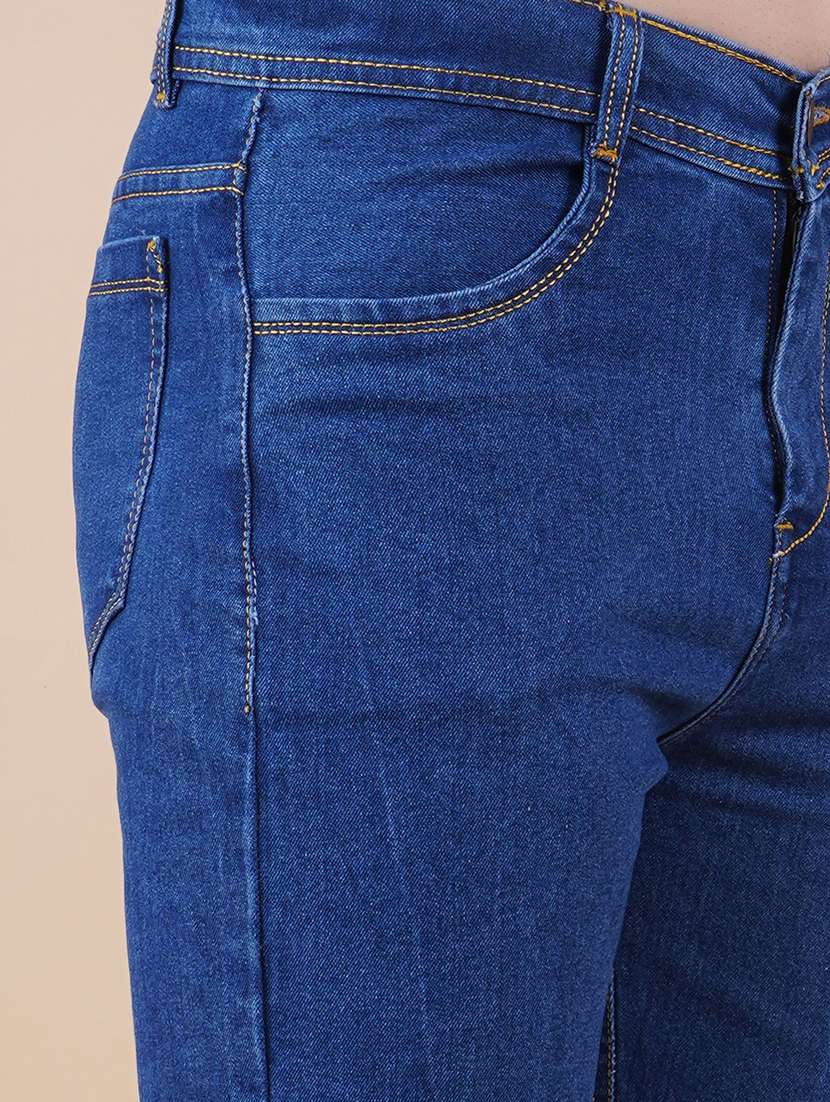 men plain mid rise full length straight jeans - 22528326 -  Standard Image - 1