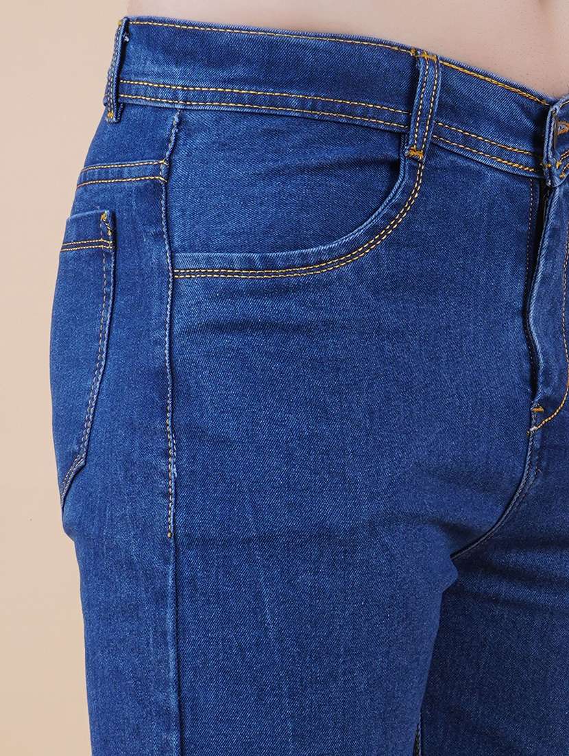 men plain mid rise full length straight jeans - 22528329 -  Standard Image - 1