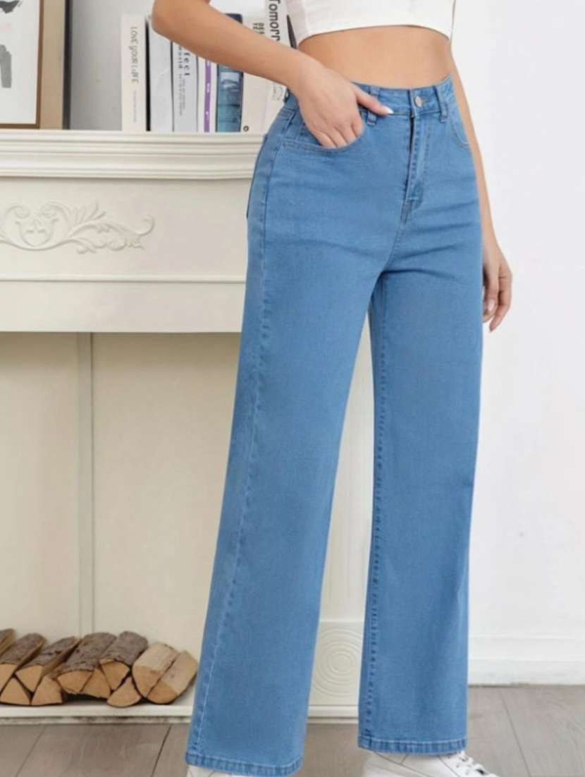women solid mid rise straight fit jeans - 22528362 -  Standard Image - 1