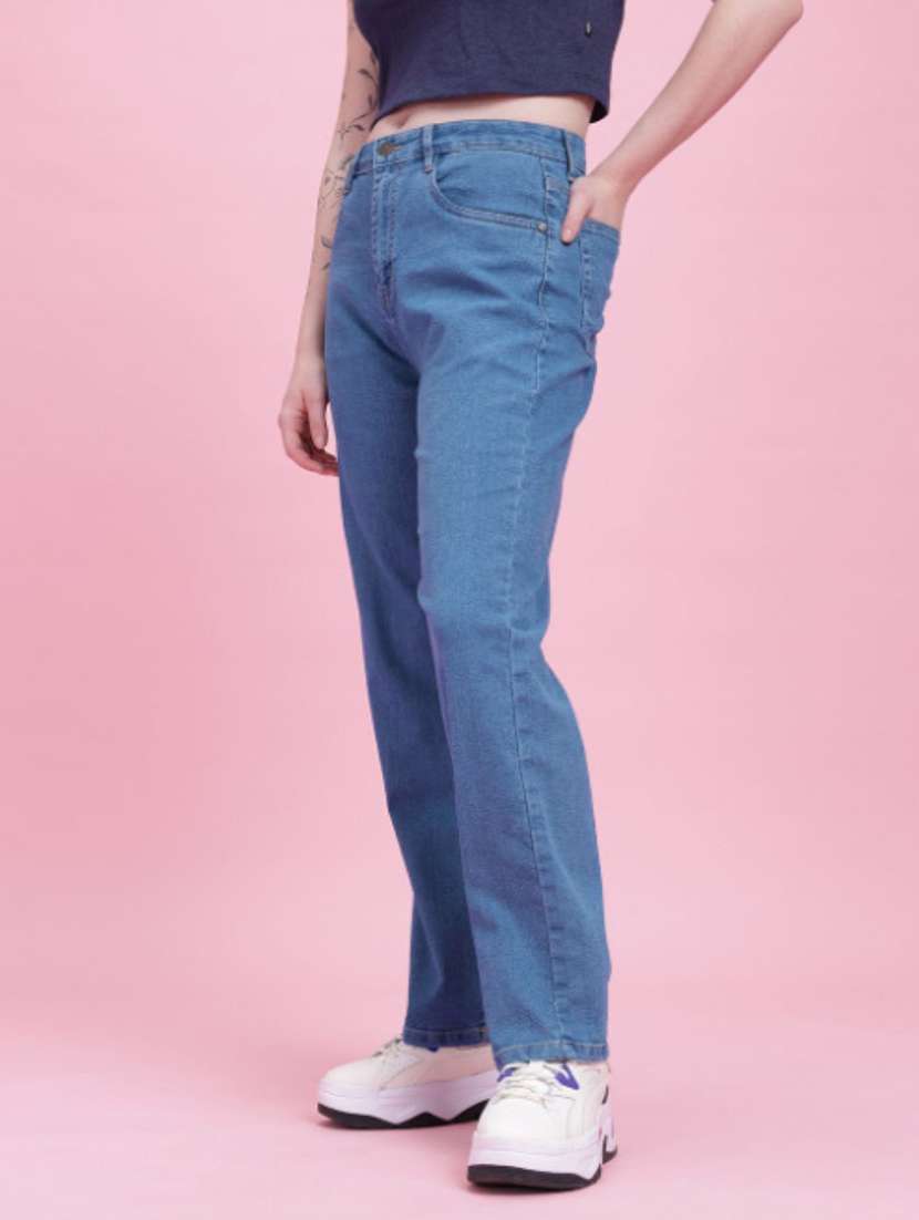 women solid mid rise straight fit jeans - 22528371 -  Standard Image - 4