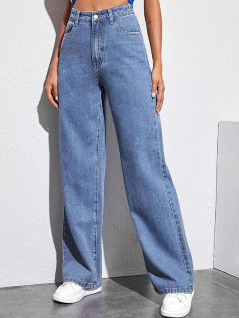 women solid mid rise straight fit jeans - 22528379 -  Standard Image - 1