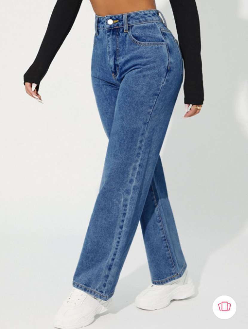 women washed mid rise straight fit jeans - 22528386 -  Standard Image - 1
