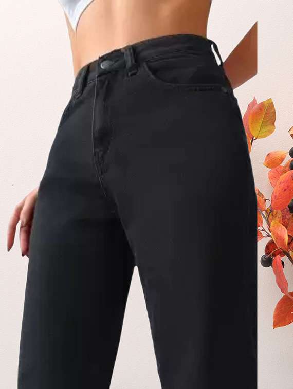 women solid mid rise straight fit jeans - 22528530 -  Standard Image - 1