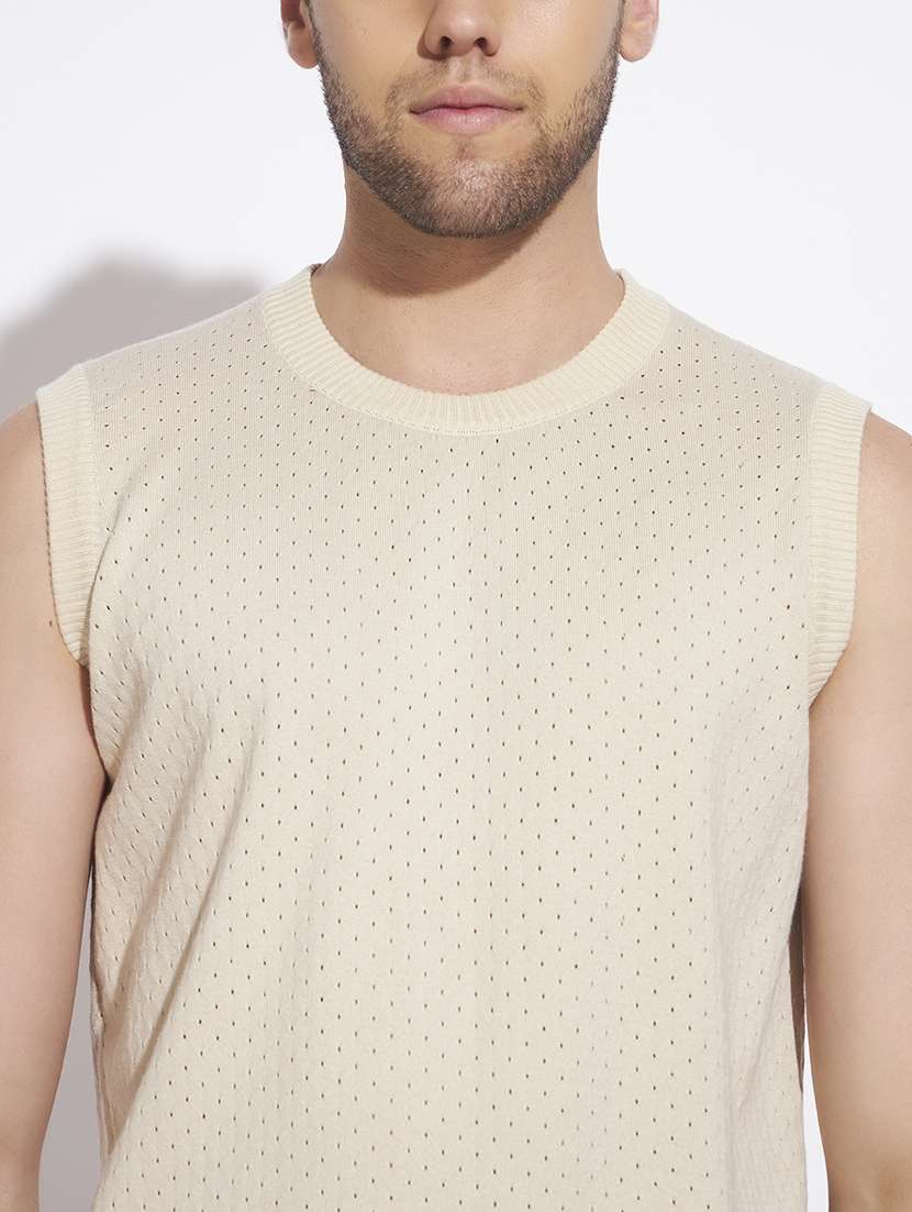 Men Self Design Sleeveless Vest - 22528638 -  Standard Image - 1