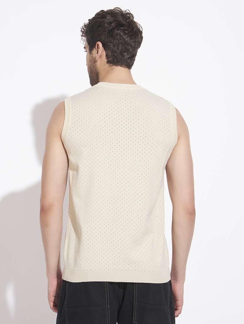 Men Self Design Sleeveless Vest - 22528638 -  Standard Image - 4