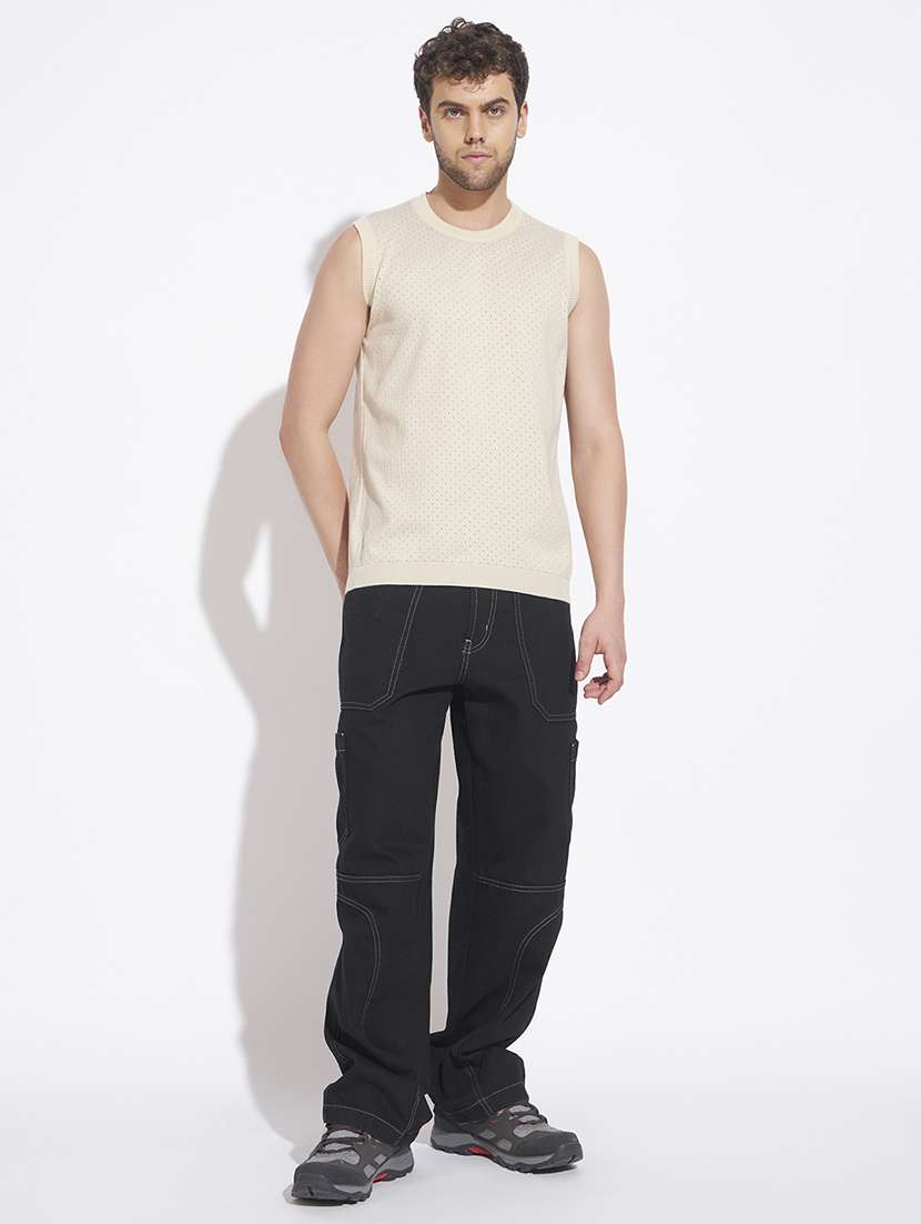 Men Self Design Sleeveless Vest - 22528638 -  Standard Image - 6
