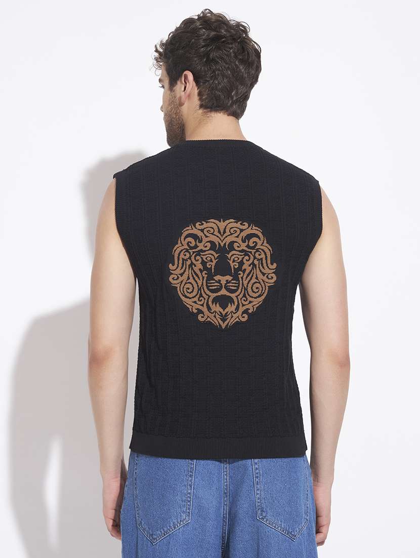 men self design sleeveless vest - 22528640 -  Standard Image - 4