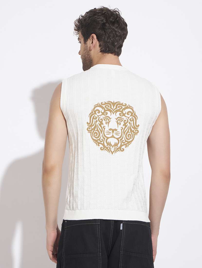 men self design sleeveless vest - 22528644 -  Standard Image - 4
