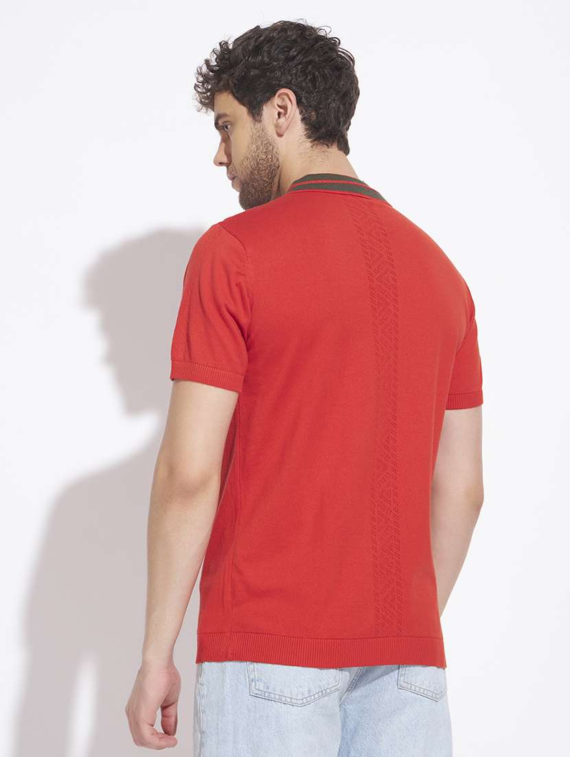 Men Self Design Short Sleeve Regular Fit Polo T-shirt - 22528660 -  Standard Image - 4