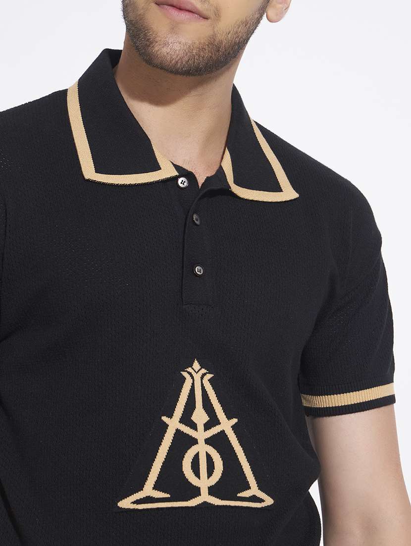 Men Self Design Short Sleeve Regular Fit Polo T-shirt - 22528668 -  Standard Image - 1