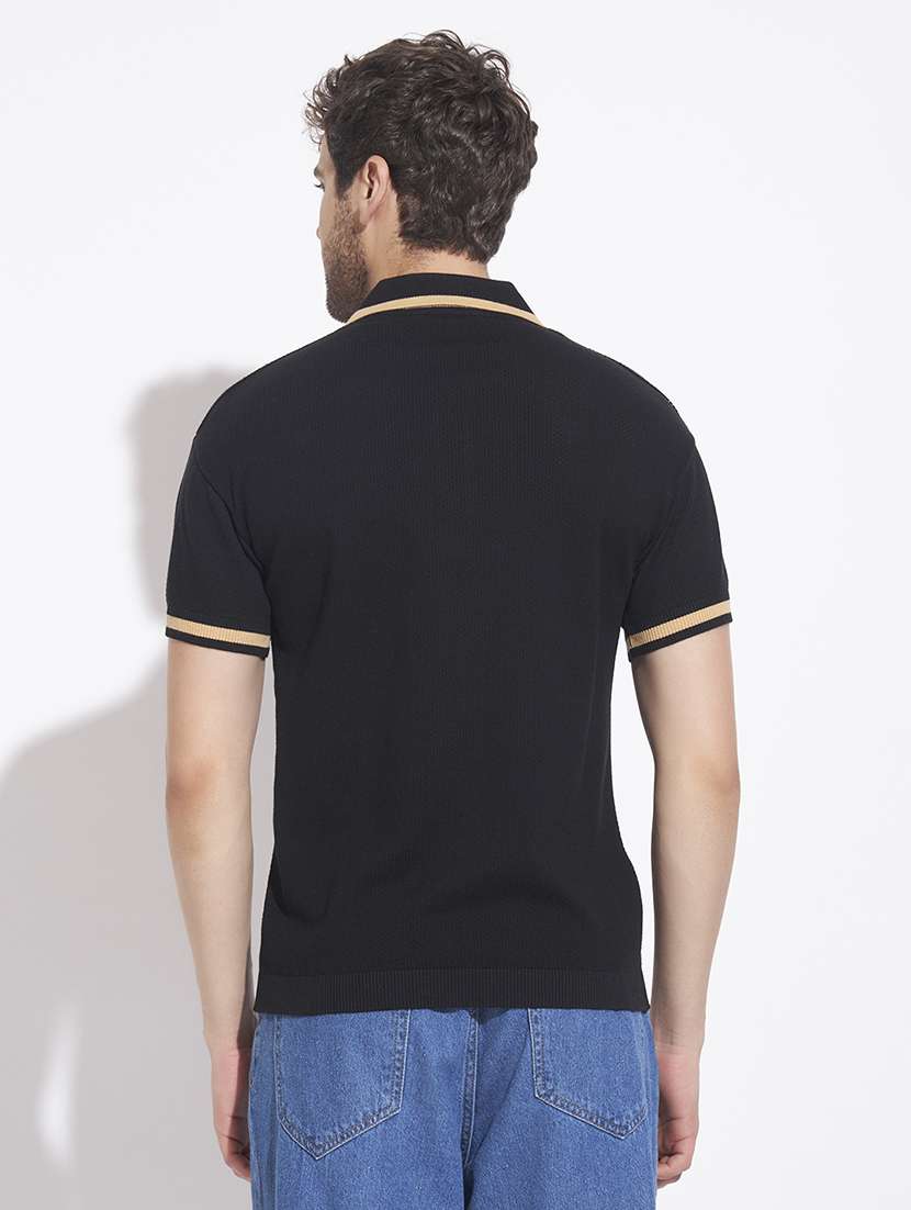 Men Self Design Short Sleeve Regular Fit Polo T-shirt - 22528668 -  Standard Image - 4