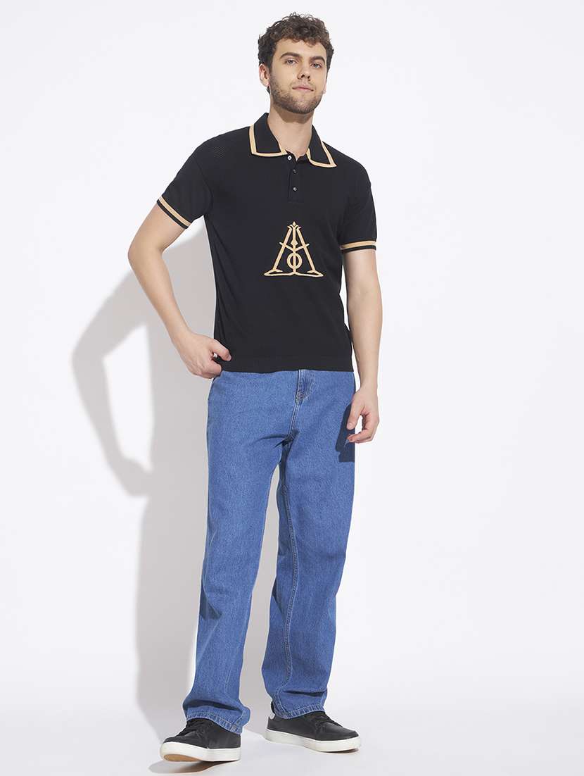 Men Self Design Short Sleeve Regular Fit Polo T-shirt - 22528668 -  Standard Image - 6