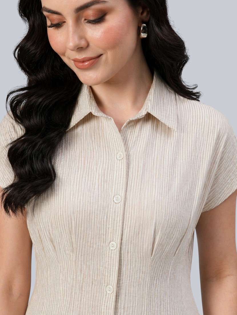 women printed short sleeves sleeves shirt dress - 22528677 -  Standard Image - 1