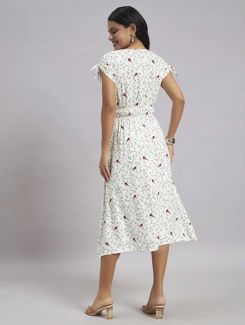 women printed v neck fit and flare dress - 22528681 -  Standard Image - 4