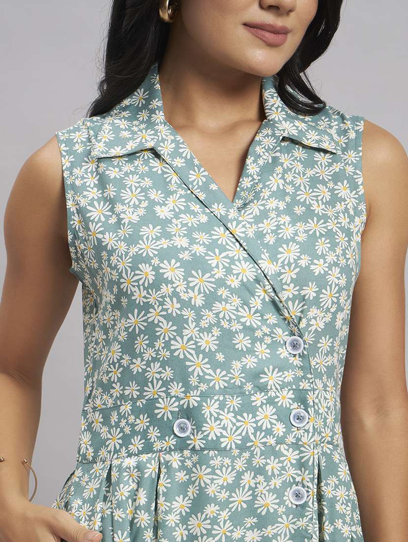 women printed sleeveless fit and flare dress - 22528682 -  Standard Image - 1