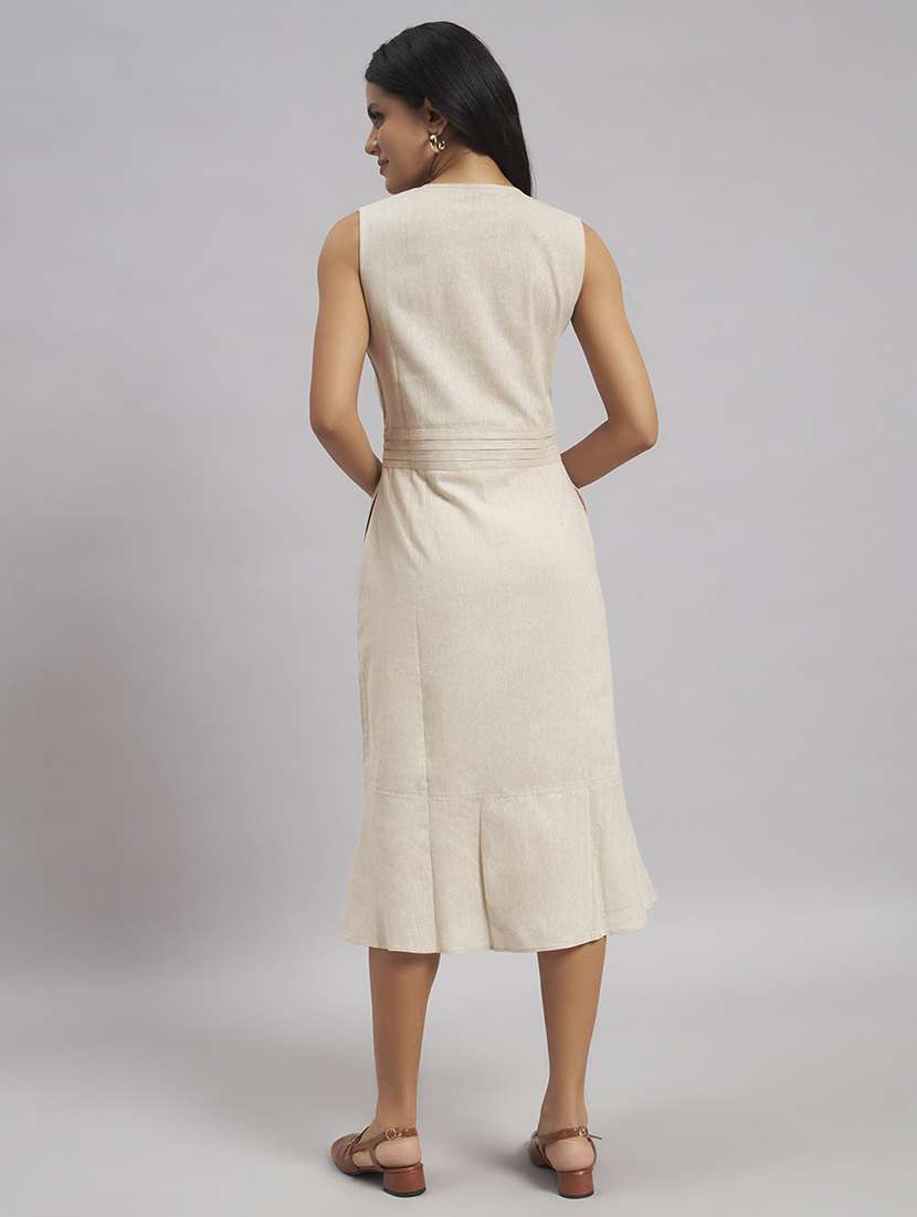 women solid sleeveless a-line dress - 22528686 -  Standard Image - 4