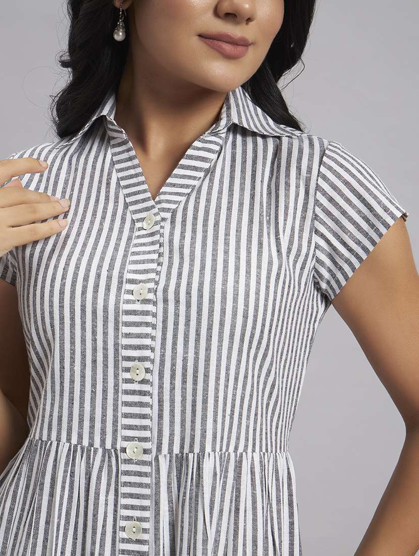 women printed cap sleeves tiered dress - 22528688 -  Standard Image - 1
