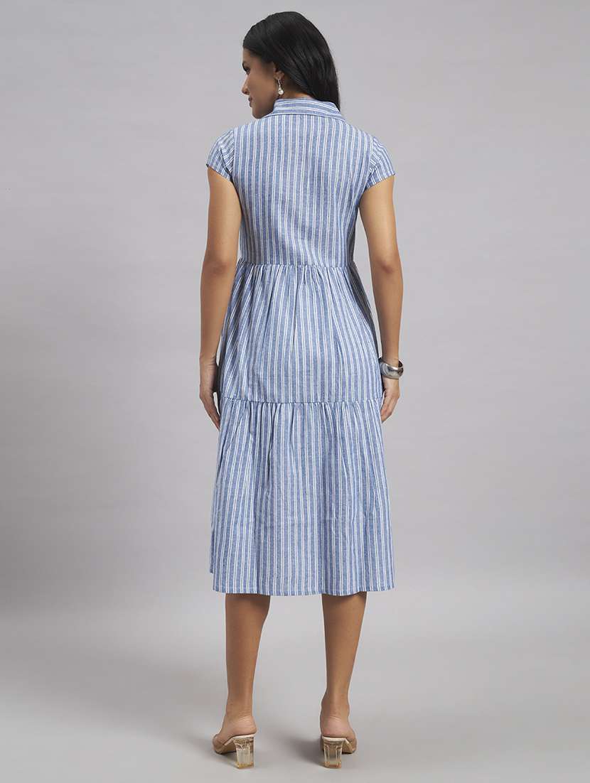 women printed cap sleeves tiered dress - 22528689 -  Standard Image - 4