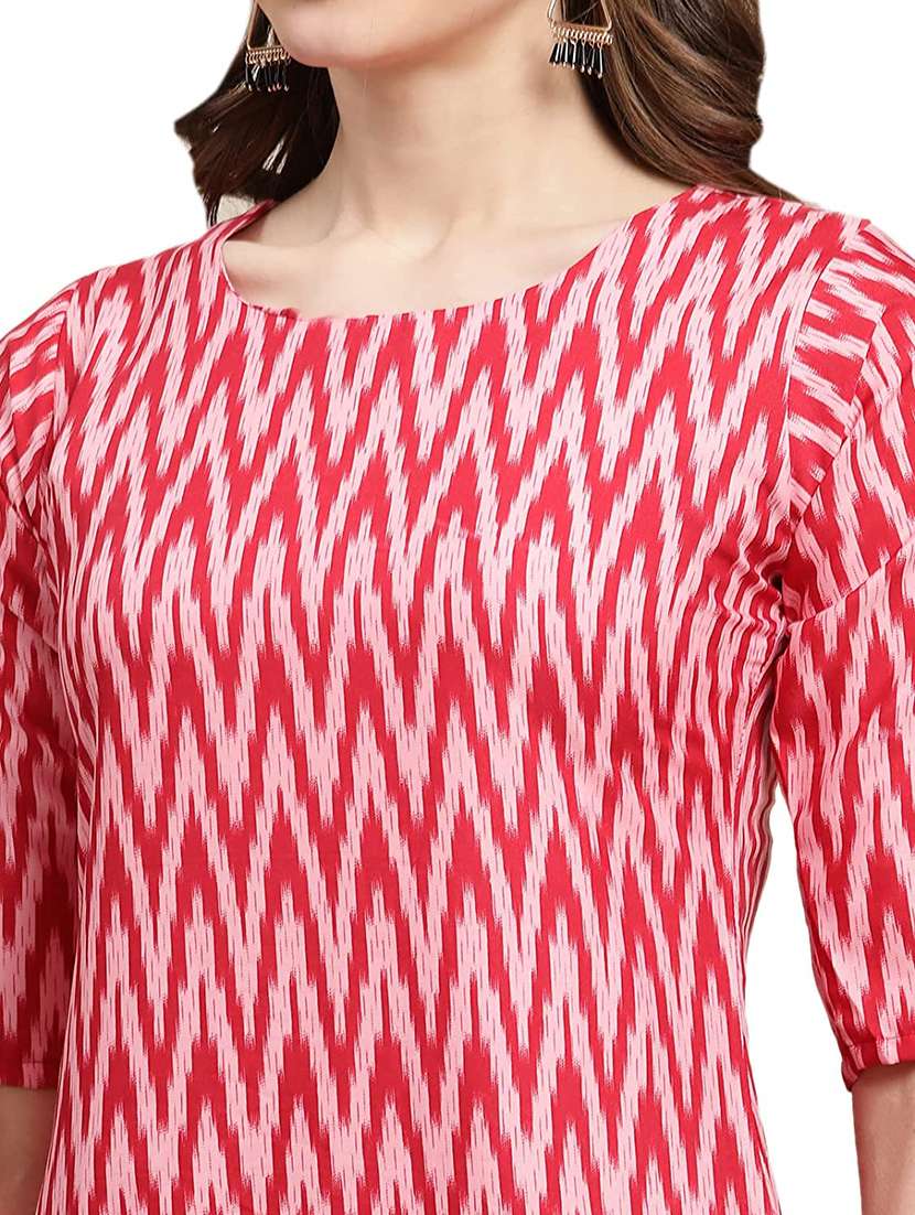 women printed short sleeves straight kurta - 22528729 -  Standard Image - 1
