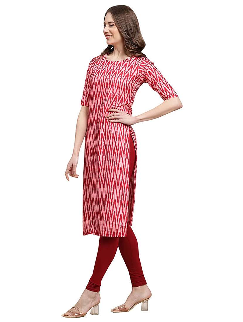 women printed short sleeves straight kurta - 22528729 -  Standard Image - 4