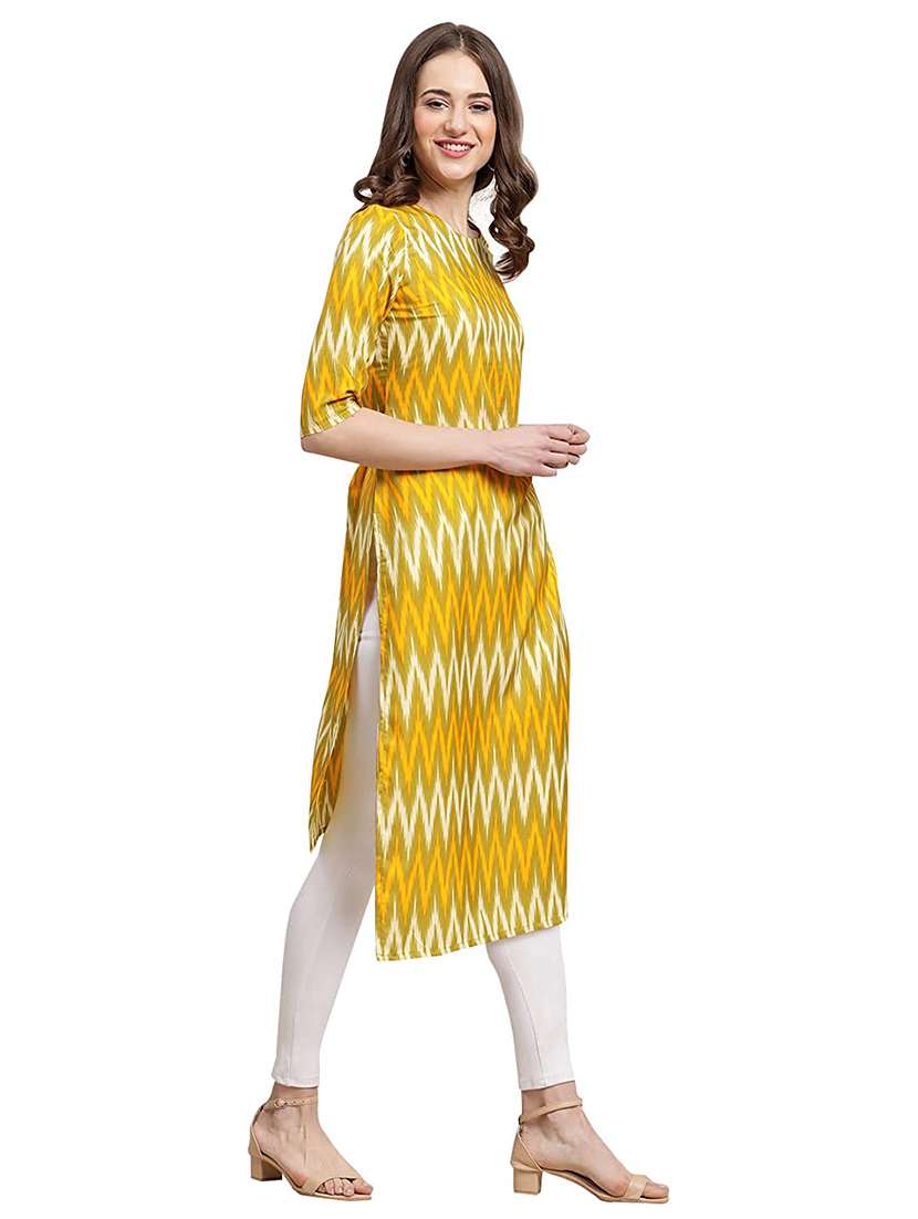 women printed short sleeves straight kurta - 22528730 -  Standard Image - 4