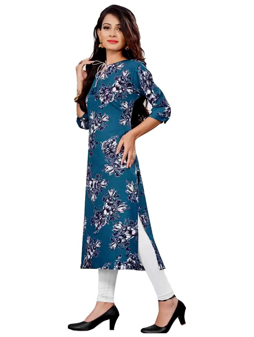 women printed three quarter sleeves straight kurta - 22528732 -  Standard Image - 1