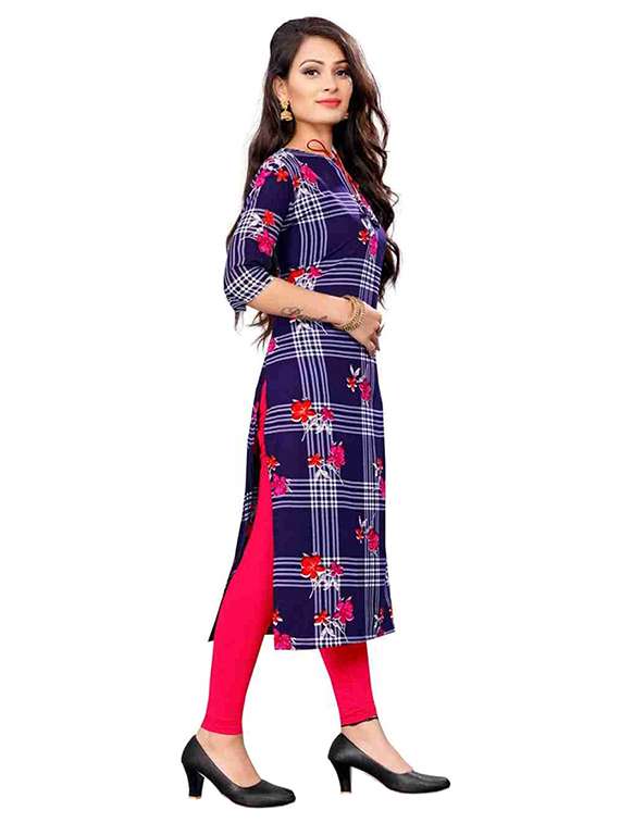 women printed three quarter sleeves straight kurta - 22528733 -  Standard Image - 1