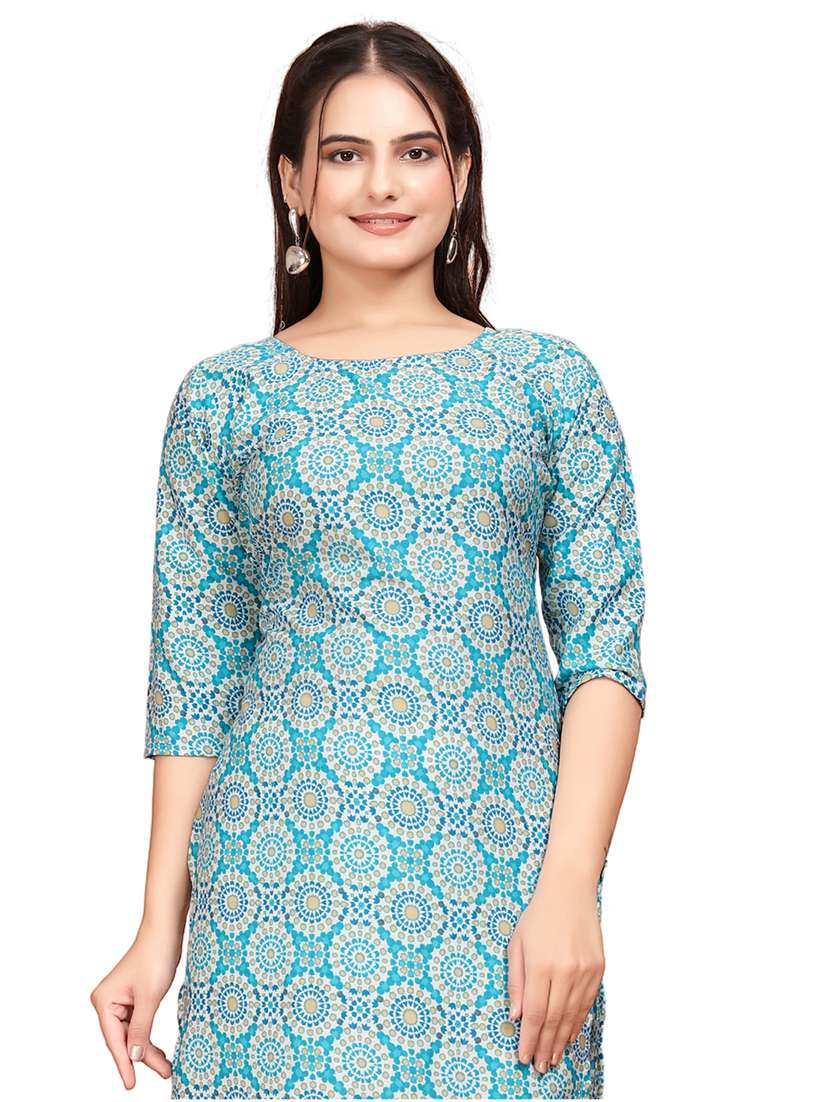 women printed three quarter sleeves straight kurta - 22528753 -  Standard Image - 1