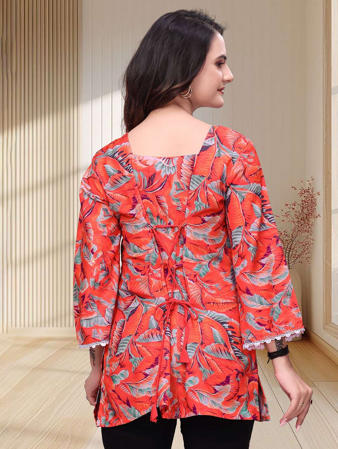 women printed three quarter sleeves straight kurti - 22528755 -  Standard Image - 1